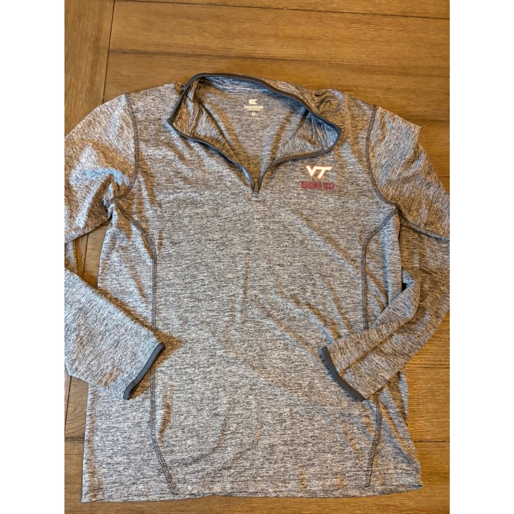 Colosseum Virginia Tech Pullover Mens S Grey Space Dye 1/4 Zip Performance Top